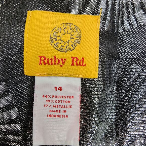 Ruby Rd. Womens Jacket Size 14 Gray Silver Metallic Button 3/4 Sleeve Blazer - Picture 9 of 10